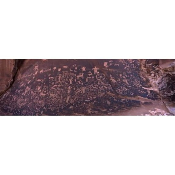 Panoramic Images Petroglyphs on a rock Newspaper Rock State Historic Monument Newspaper Rock Park Utah USA Poster Print by Panoramic Images - 36 x 12
