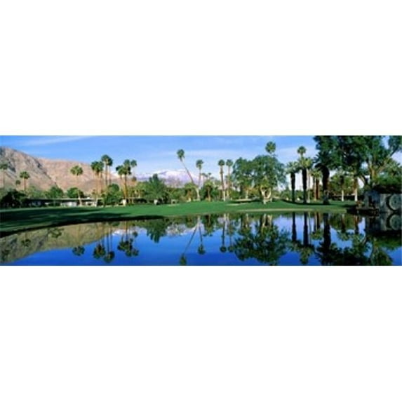 Panoramic Images PPI140492L Reflection of trees on water Thunderbird Country Club Rancho Mirage Riverside County California USA Poster Print by Panoramic Images - 36 x 12