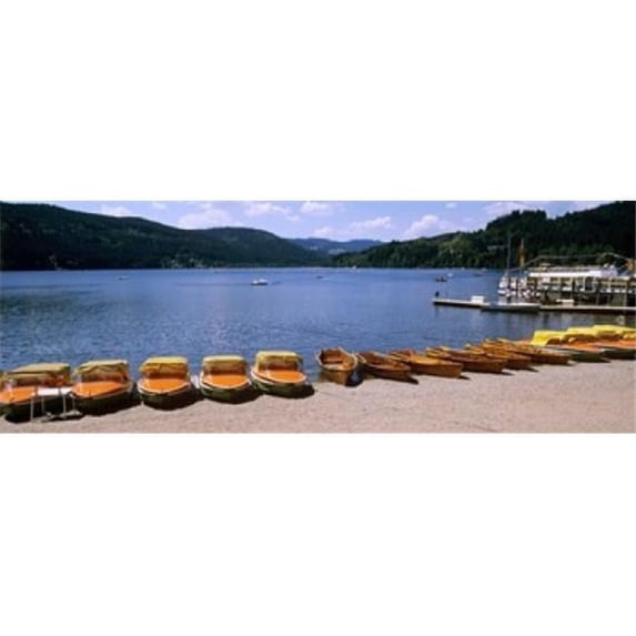 Panoramic Images PPI105719L Row of boats in a dock Titisee Black Forest Germany Poster Print by Panoramic Images - 36 x 12