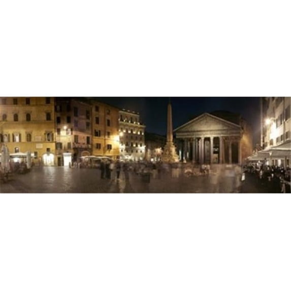 Panoramic Images PPI136546L Town square with buildings lit up at night Pantheon Rome Piazza Della Rotonda Rome Lazio Italy Poster Print by Panoramic Images - 36 x 12