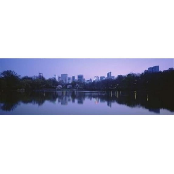 Panoramic Images USA New York State New York City Central Park Lake Skyscrapers in a city Poster Print by Panoramic Images - 36 x 12