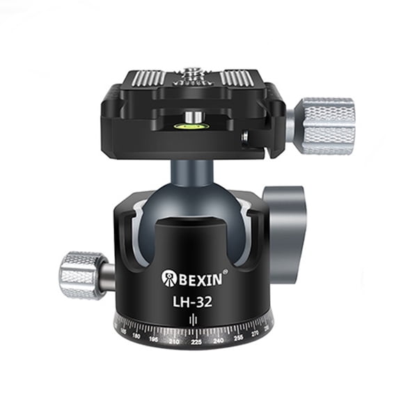 Panoramic Low Centre of Gravity Ball Head with Quick Release Plate for DSLR Cameras – CNC Aluminum Alloy 360° Rotation Tripod Head with Dual Knobs & Secure Locking