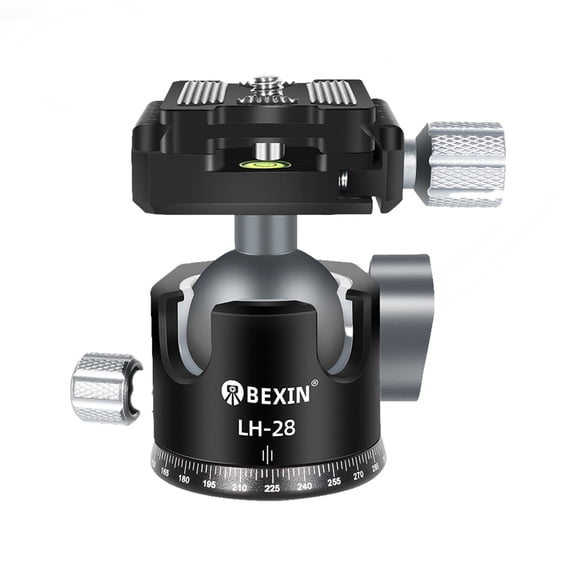 Panoramic Low Centre of Gravity Ball Head with Quick Release Plate for DSLR Cameras – CNC Aluminum Alloy 360° Rotation Tripod Head with Dual Knobs & Secure Locking