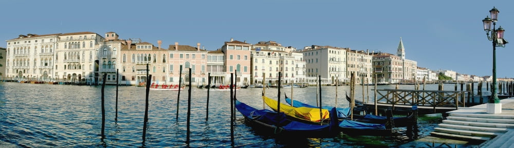 Panoramic Of Colourful Venetian Waterfront Canvas Art - Doug McKinlay Design Pics (36 x 11)