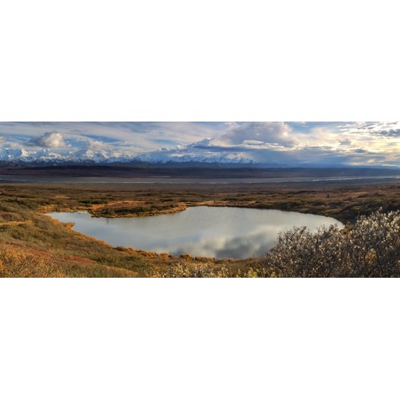 Panoramic Of Denali From Along The Park Road, Denali National Park; Alaska, United States Of America by Kevan Dee / Design Pics (34 x 13)