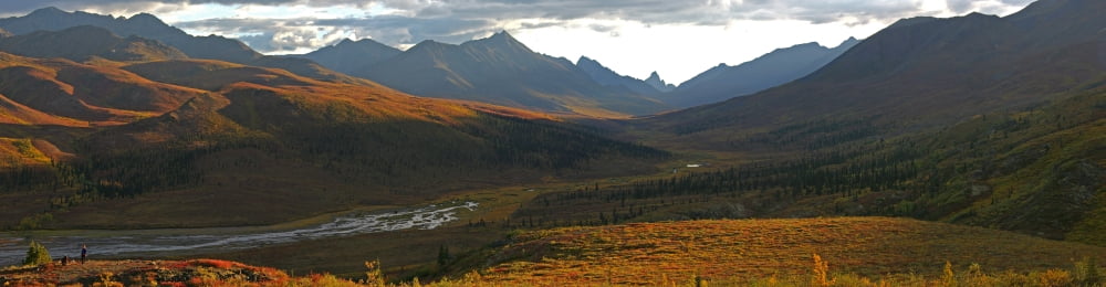 Panoramic Of Tombstone Lookout In Autumn Klondike Valley Dempster Highway Yukon Canvas Art - Robert Postma Design Pics (28 x 7)