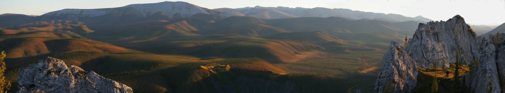Panoramic Over Sapper Hill Near Engineer Creek In Autumn Dempster Highway Yukon Canvas Art - Robert Postma Design Pics (44 x 8)