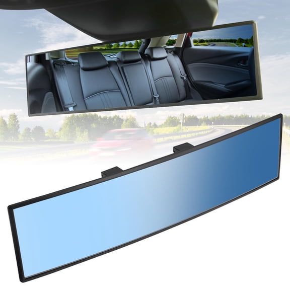 Panoramic Rear View Mirror, 12 Inch Wide Angle Clip On Mirror, Universal Car Interior Accessories, Convex Interior Mirror Reduces Blind Spot, Clear Vision Fits Car SUV Trucks