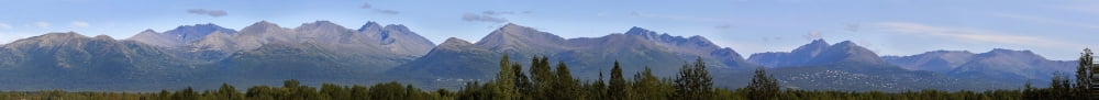 Panoramic Summer View Of The Chugach Range Above Anchorage In Southcentral Alaska Canvas Art - Jim Kohl Design Pics (71 x 6)