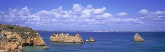 Panoramic View Of A Coastline Southern Portugal Algarve Region Lagos Portugal Canvas Art - Panoramic Images (36 x 12)