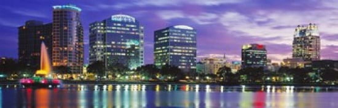 Panoramic View Of An Urban Skyline At Night Orlando Florida USA Canvas Art - Panoramic Images (18 x 6)