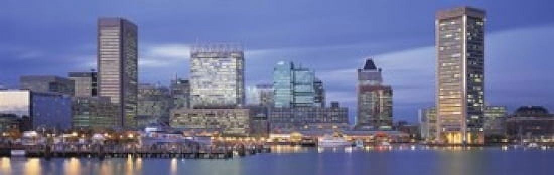 Panoramic View Of An Urban Skyline At Twilight Baltimore Maryland USA Canvas Art - Panoramic Images (18 x 6)
