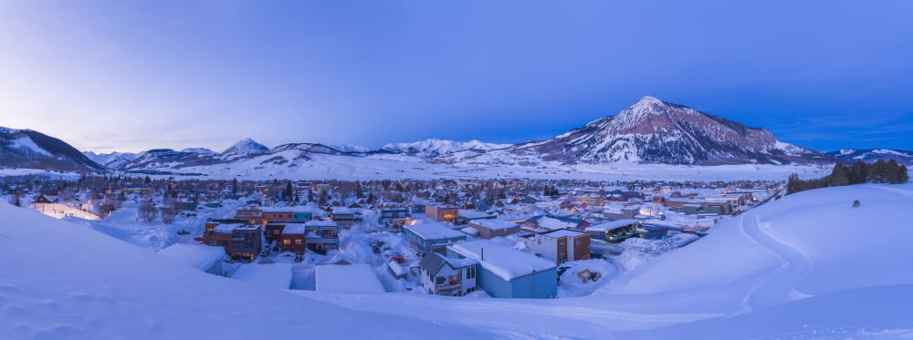 Panoramic View Of Crested Butte Colorado And Mount Crested Butte In Winter Usa Canvas Art - Michael DeYoung Design Pics (35 x 13)