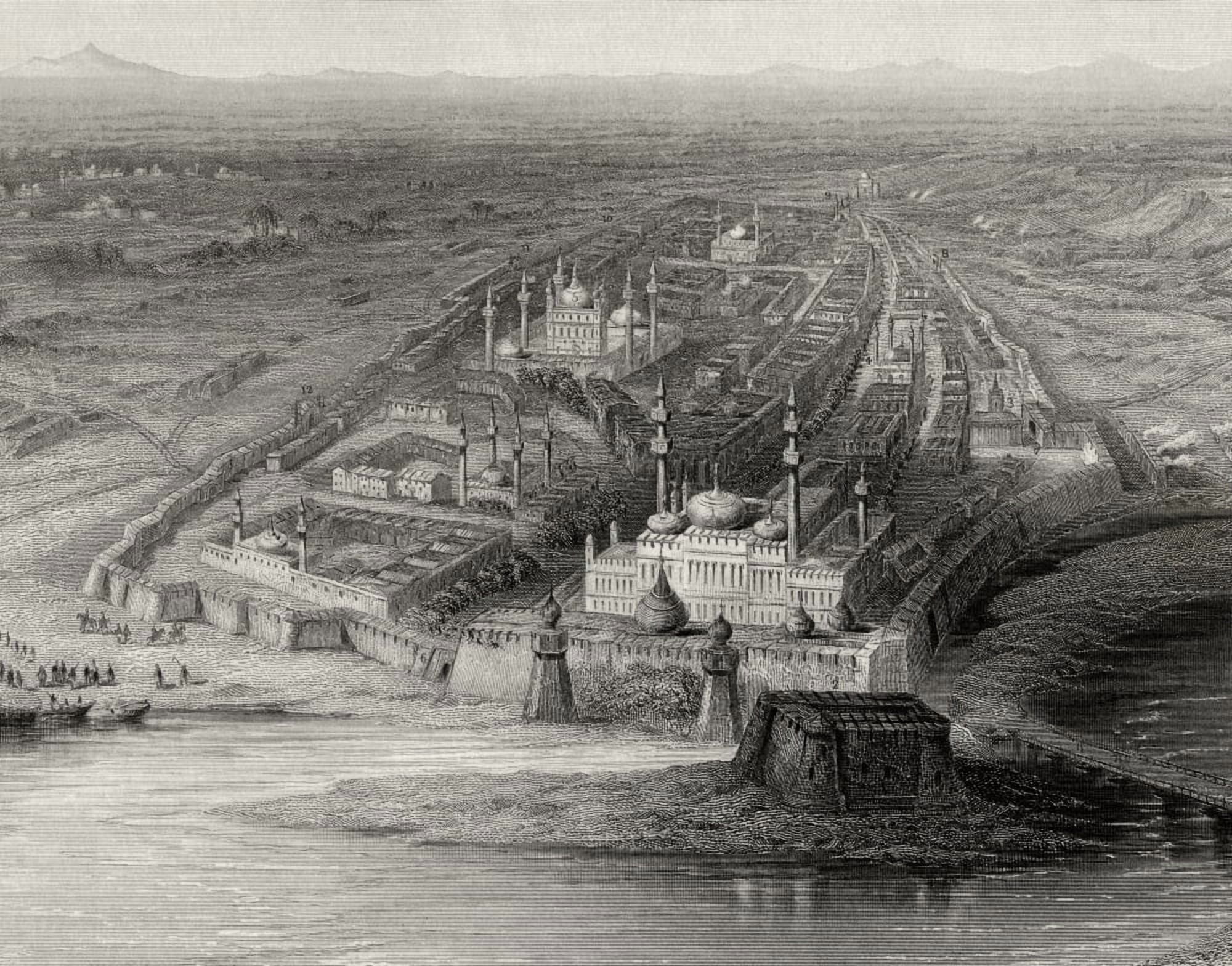 Panoramic View Of New And Old Delhi India And The Surrounding Countryside From A 19Th Century Print Canvas Art - Ken Welsh Design Pics (32 x 24)