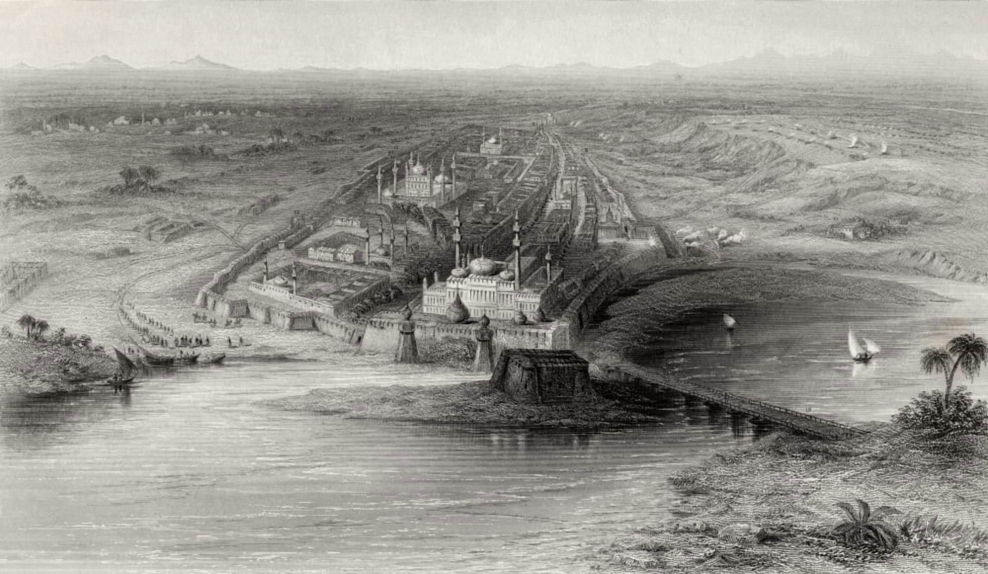 Panoramic View Of New And Old Delhi India And The Surrounding Countryside From A 19Th Century Print Canvas Art - Ken Welsh Design Pics (36 x 20)