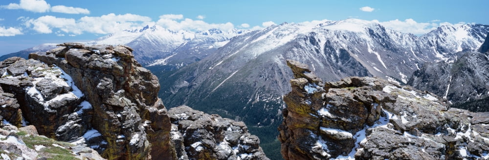 Panoramic View Of Snowcapped Mountain Range Rocky Mountain National Park Colorado USA Canvas Art - Panoramic Images (27 x 9)