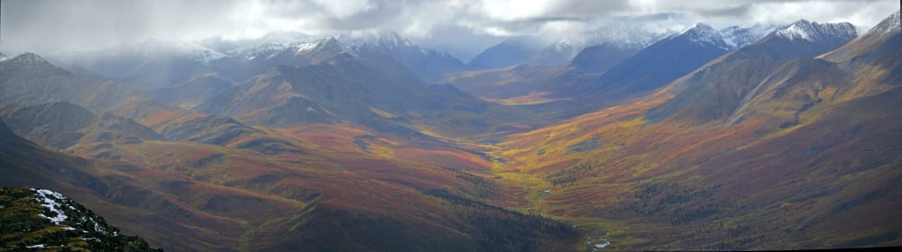 Panoramic View Of The North Klondike Valley In Autumn Dempster Highway Yukon Canvas Art - Robert Postma Design Pics (36 x 11)