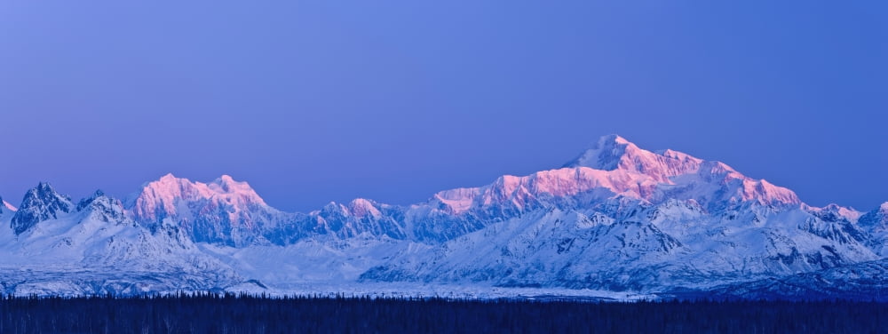 Panoramic View Of Sunrise Over Mt Mckinley And The Alaska Range Denali State Park Southcentral Alaska Winter Canvas Art - Kevin Smith Design Pics (35 x 13)