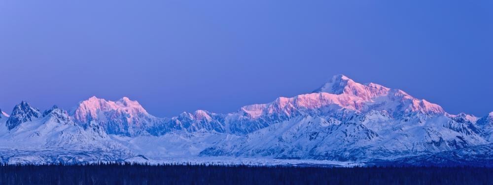 Panoramic View Of Sunrise Over Mt Mckinley And The Alaska Range Denali State Park Southcentral Alaska Winter Canvas Art - Kevin Smith Design Pics (44 x 16)