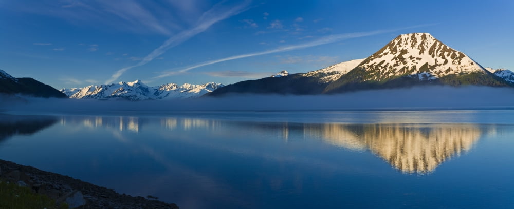 Panoramic View Of Turnagain Arm And Kenai Mountains Near Girdwood In Southcentral Alaska During Summer Canvas Art - Michael DeYoung Design Pics (21 x 8)