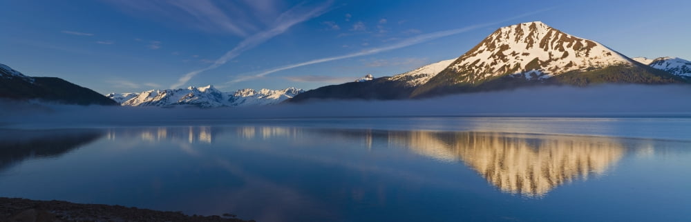 Panoramic View Of Turnagain Arm And Kenai Mountains Near Girdwood In Southcentral Alaska During Summer Canvas Art - Michael DeYoung Design Pics (36 x 12)