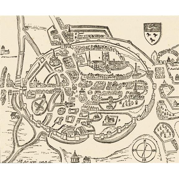 Panoramic View of Canterbury England in The Sixteenth Century Poster Print - Large - 32 x 26