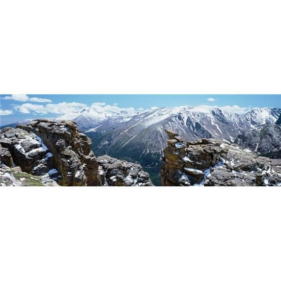 Panoramic View of Snowcapped Mountain Range Rocky Mountain National Park Colorado USA Poster Print, 36 x 12