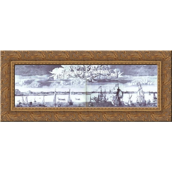 Panoramic View of St. Petersburg 24x10 Gold Ornate Wood Framed Canvas Art by Alexey Zubov