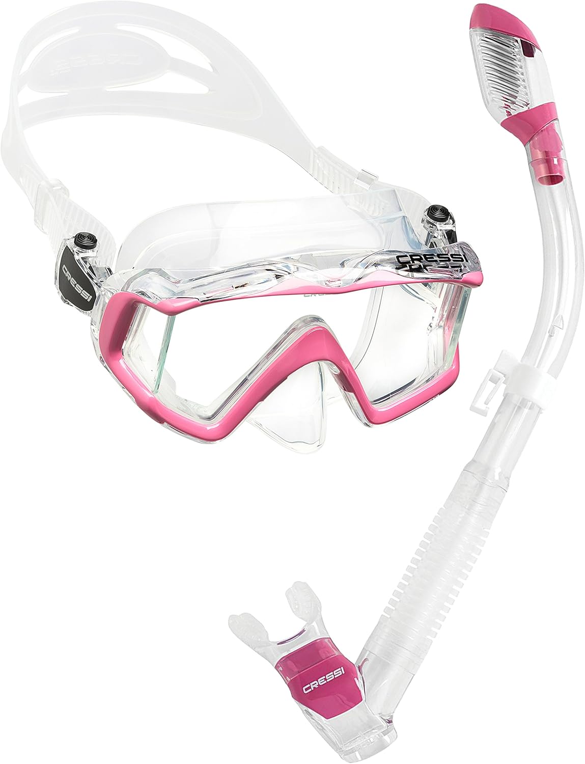 Cressi Panoramic 3 Mask & Supernova Dry Snorkel Kit - Wide View, Low Volume, Italy Designed