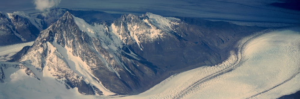 Panoramic aerial view at 3400 meters of glaciers and Andes Mountains Patagonia Argentina Canvas Art - Panoramic Images (27 x 9)