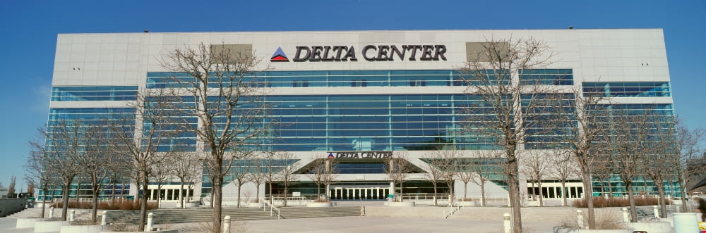 Panoramic of Delta Center building Salt Lake City UT Canvas Art - Panoramic Images (36 x 12)