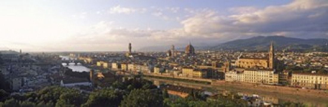 Panoramic overview of Florence from Piazzale Michelangelo Tuscany Italy Canvas Art - Panoramic Images (18 x 6)