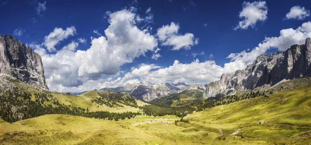 Panoramic shot of a field in the Dolomite Alps Northern Italy Canvas Art - Evgeny KuklevStocktrek Images (41 x 19)