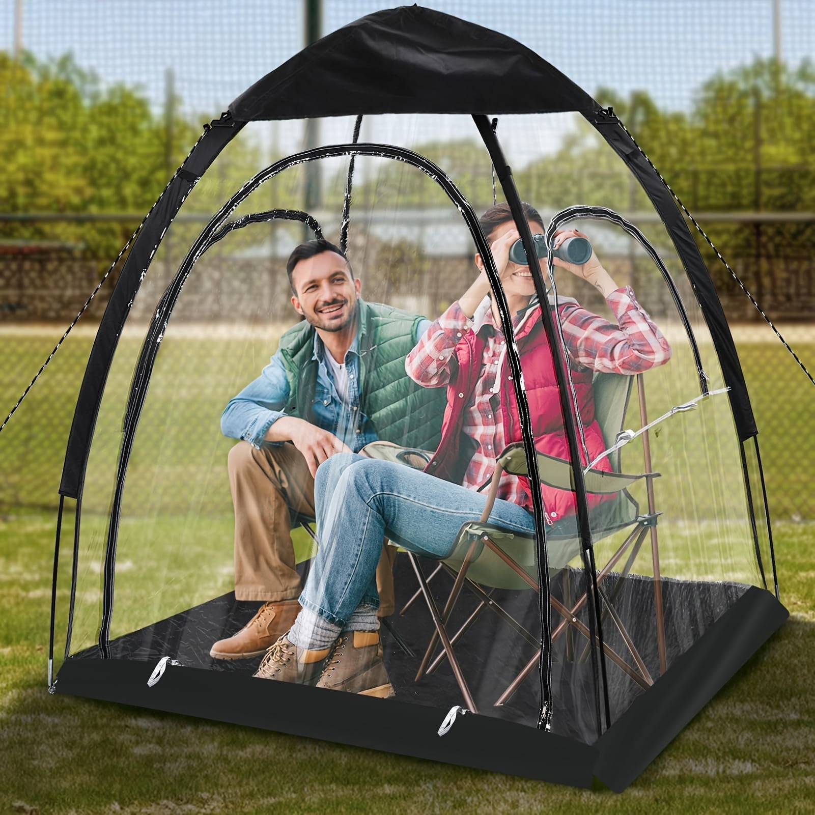 Panoramic transparent waterproof tent, lightweight and large 1-3 person tent for sports, outdoor cleaning tent, rain shelter for watching sports events, camping, fishing, suitable for all seasons