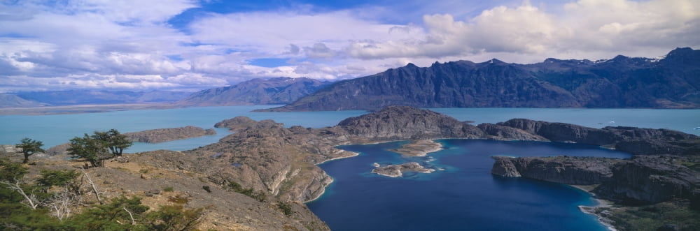 Panoramic view of Argentinas largest lake Lago Argentino in Parque Nacional Las Glaciares near El Calafate Patagonia Argentina Canvas Art - Panoramic Images (27 x 9)