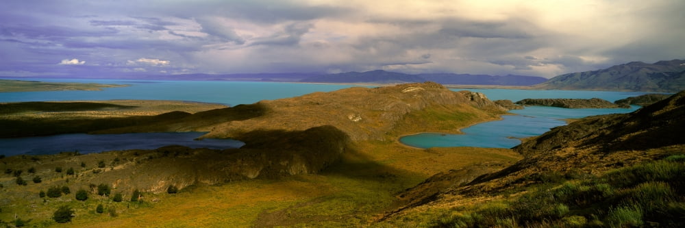 Panoramic view of Argentinas largest lake Lago Argentino in Parque Nacional Las Glaciares near El Calafate Patagonia Argentina Canvas Art - Panoramic Images (27 x 9)