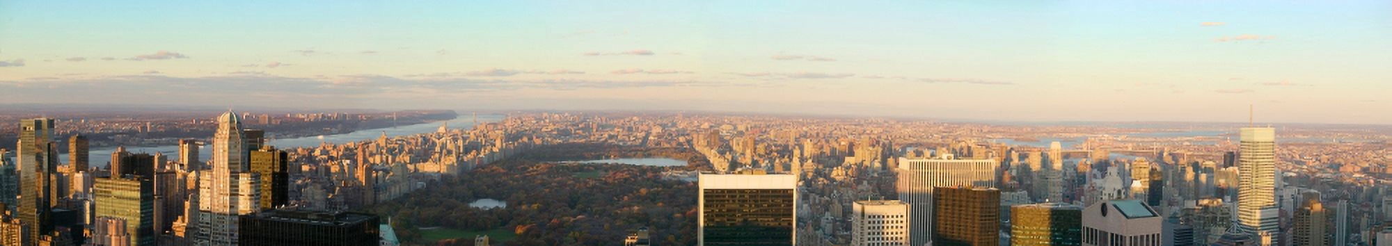 Panoramic view of New York City and Central Park from ---Top of the Rock--- viewing area at Rockefeller Center New York City New York Canvas Art - Panoramic Images (22 x 4)