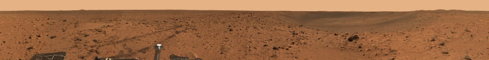 Panoramic view of Bonneville Crater on surface of Mars Canvas Art - Stocktrek Images (80 x 10)