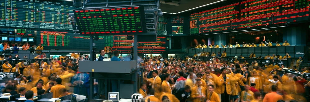 Panoramic view of Chicago Mercantile Exchange Canvas Art - Panoramic Images (36 x 12)