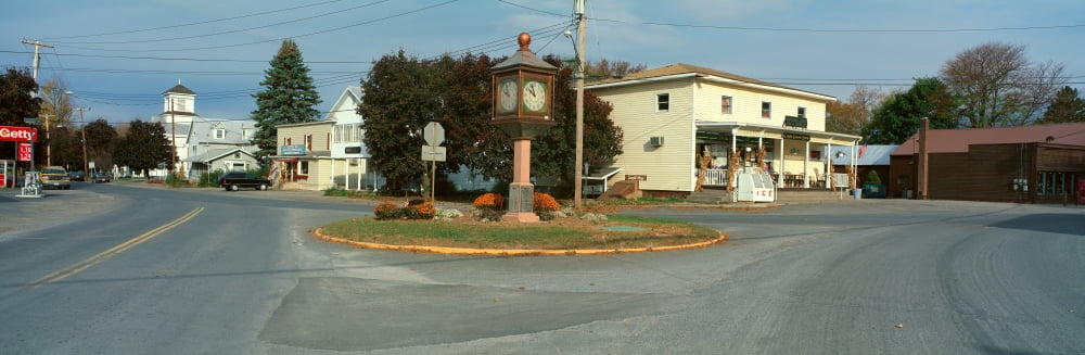 Panoramic view of Copake New York with town clock in center Canvas Art - Panoramic Images (36 x 12)