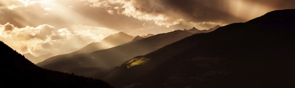 Panoramic view of Dolomite Alps in the evening Northern Italy Canvas Art - Evgeny KuklevStocktrek Images (26 x 8)