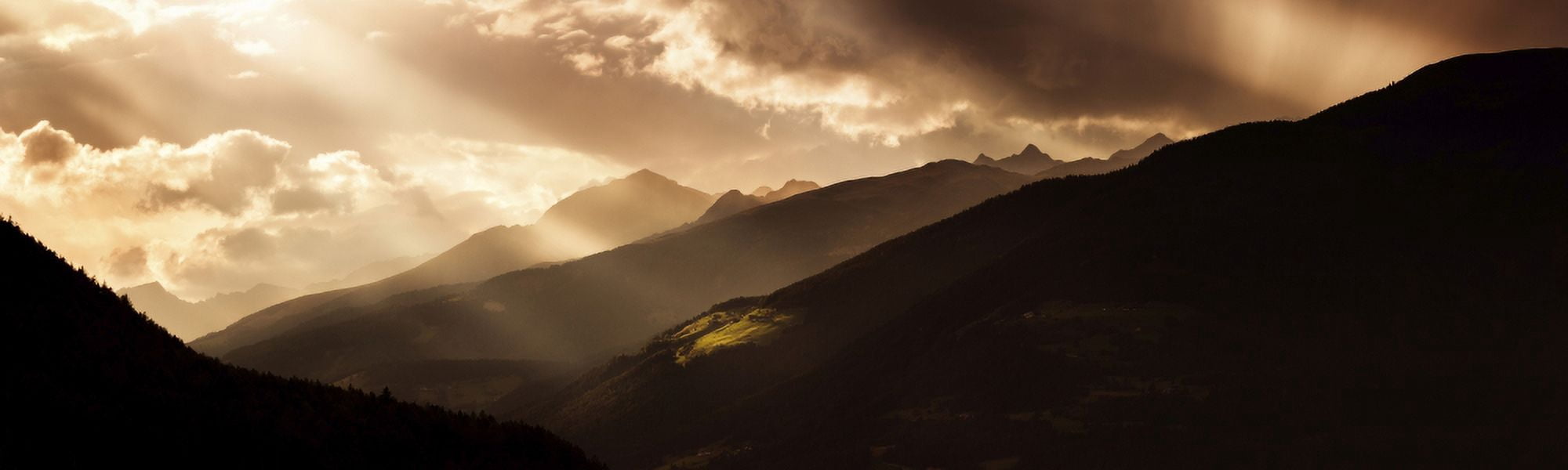 Panoramic view of Dolomite Alps in the evening Northern Italy Canvas Art - Evgeny KuklevStocktrek Images (52 x 16)