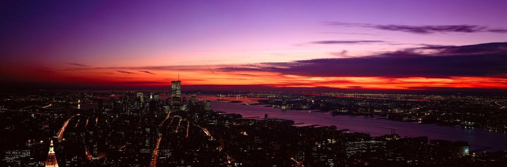 Panoramic view of Empire State Building World Trade Center Hudson River Manhattan NY and New Jersey Canvas Art - Panoramic Images (27 x 9)