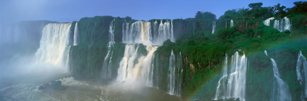 Panoramic view of Iguazu Waterfalls in Parque Nacional Iguazu Salto Floriano Brazil Canvas Art - Panoramic Images (27 x 9)