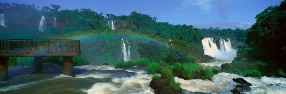 Panoramic view of Iguazu Waterfalls in Parque Nacional Iguazu Salto Maria to Argentina Canvas Art - Panoramic Images (36 x 12)