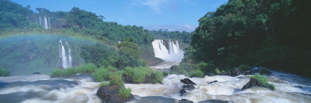 Panoramic view of Iguazu Waterfalls in Parque Nacional Iguazu Salto Maria to Argentina Canvas Art - Panoramic Images (36 x 12)