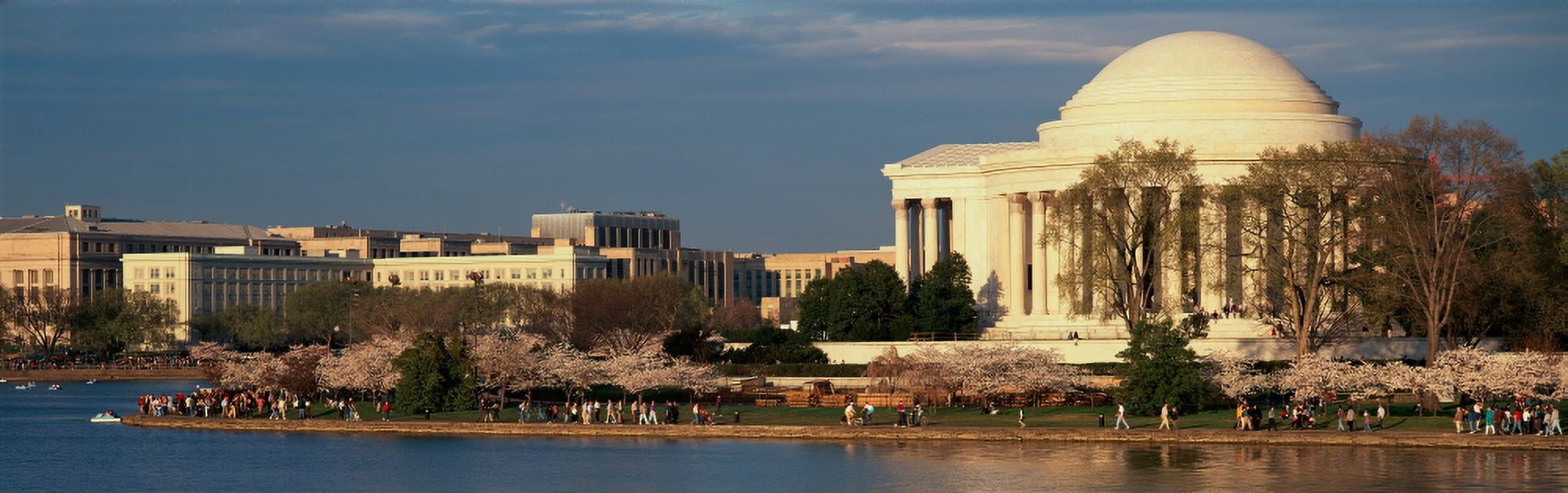 Panoramic view of Jefferson Memorial and Cherry Blossoms in Spring Washington DC Canvas Art - Panoramic Images (27 x 9)