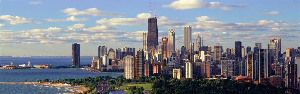 Panoramic view of Lake Michigan and Lincoln Park Chicago IL Canvas Art - Panoramic Images (27 x 9)