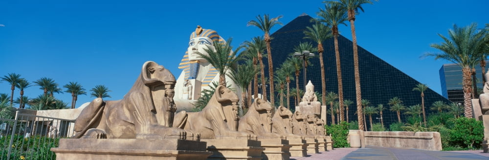 Panoramic view of Luxor Hotel with Pyramid and Sphinx Casino in Las Vegas NV Canvas Art - Panoramic Images (27 x 9)