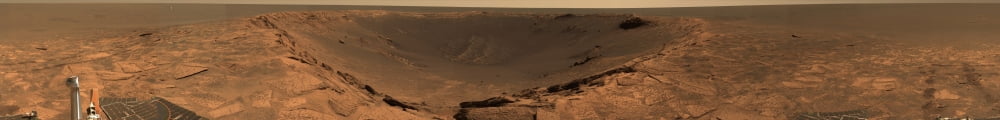 Panoramic view of Mars showing the Endurance Crater Canvas Art - Stocktrek Images (82 x 10)